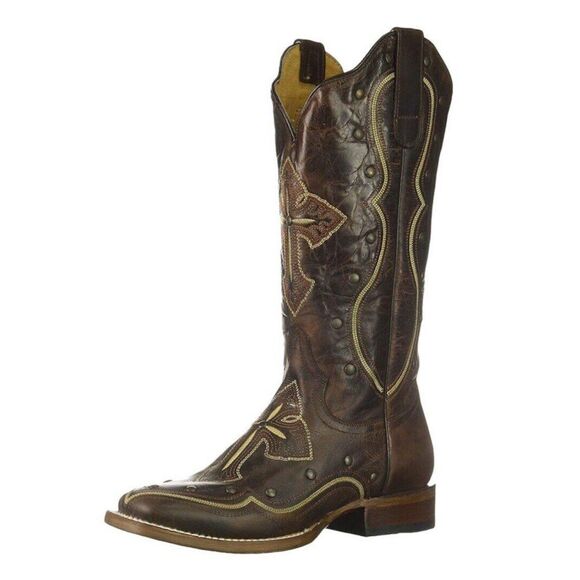 New Roper Women's Pure Cross & Studs Cowgirl Western Boots Square Toe Size 5.5 - Picture 1 of 12
